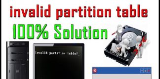 lỗi invalid partition table
