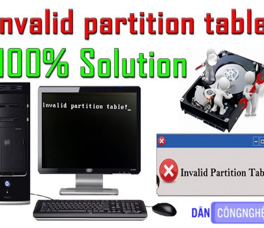 lỗi invalid partition table